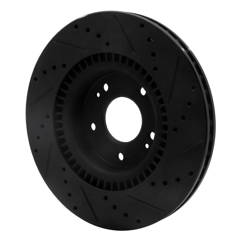 Hyundai Tucson Brake Rotor (1) - Front Left - R1 Concepts - Drilled & Slotted - Black - `11-`25